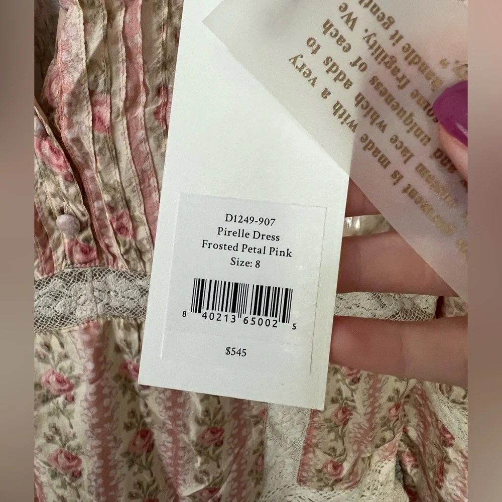 Love Shack Fancy Pirelle dress in frosted petal pink. Size 8. - Picture 9 of 11